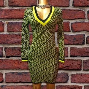Lime Absract Sweater Dress